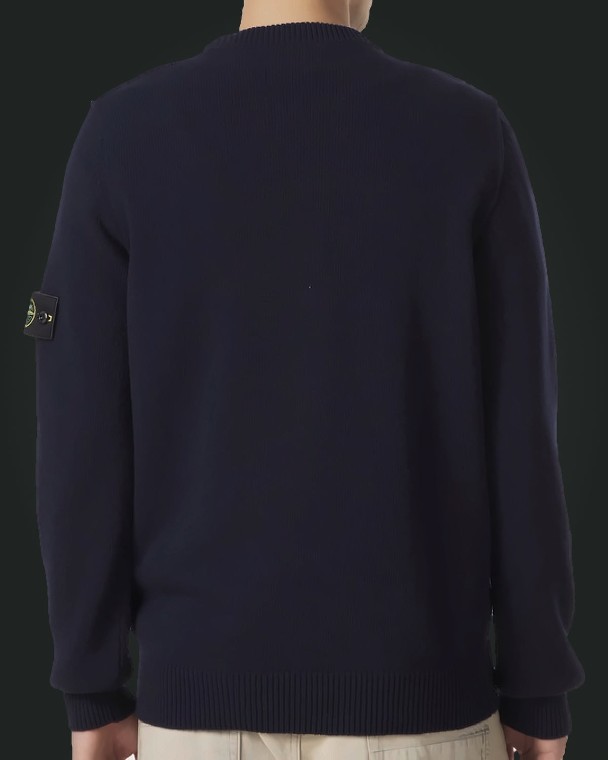 Pull col rond Stone Island bleu foncé